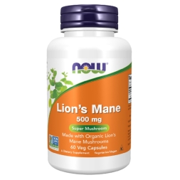 Специальные добавки NOW Lions Mane 500 mg   (60 vcaps)