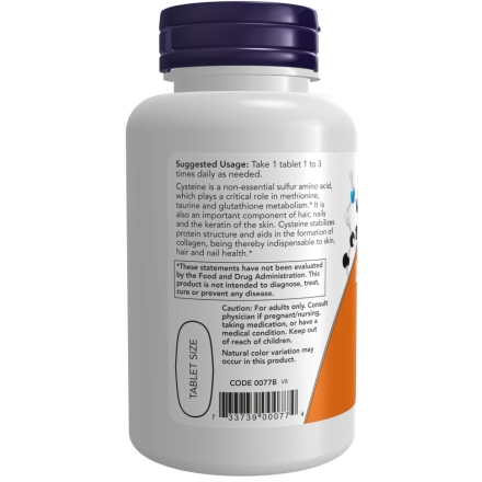 Антиоксиданты  NOW L-Cysteine 500 mg  (100 tabs)
