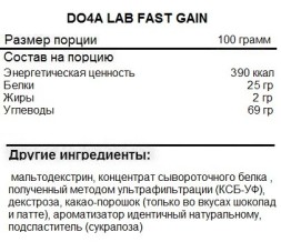 Гейнеры с быстрыми углеводами Do4a Lab Do4a Lab Fast Gain 2500g. 
