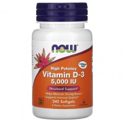 Витамин Д (Д3) NOW Vitamin D3 5,000IU(125mcg)  (240 softgels)