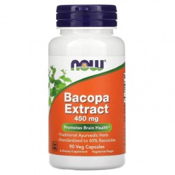 БАДы для мозга NOW NOW Bacopa Extract 450 mg 90 vcaps  (90 caps.)
