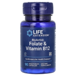 Витамины группы Б Life Extension BioActive Folate &amp; Vitamin B12   (90 vcaps)