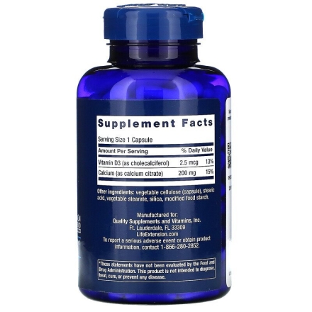 Кальций Life Extension Calcium Citrate with Vitamin D   (200 vcaps.)