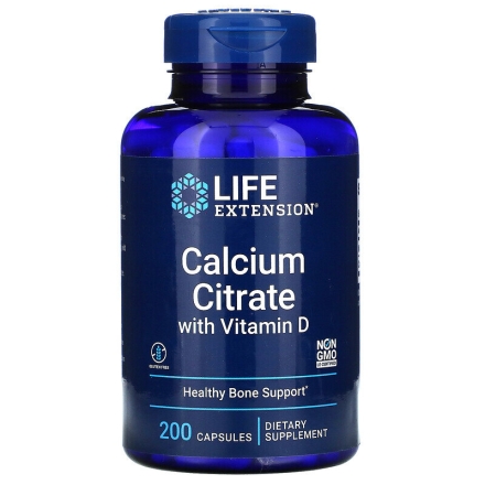 Кальций Life Extension Calcium Citrate with Vitamin D   (200 vcaps.)