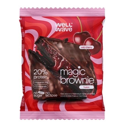 Протеиновое печенье  Well Wave Magic Brownie Fusion десерт глазированный 60g.