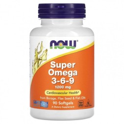 Жирные кислоты (Омега жиры) NOW Super Omega-3-6-9 1200 мг  (90 капс)