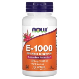 Витамин Е NOW E-1000  (50 softgels)