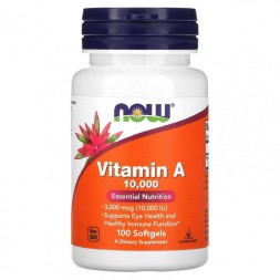 Отдельные витамины NOW Vitamin A 10,000IU   (100 softgels)