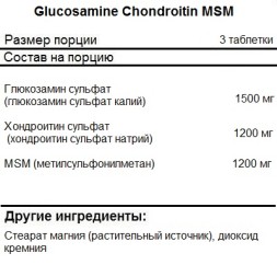 Глюкозамин Хондроитин SNT Glucosamine Chondroitin MSM  (60 tabs)