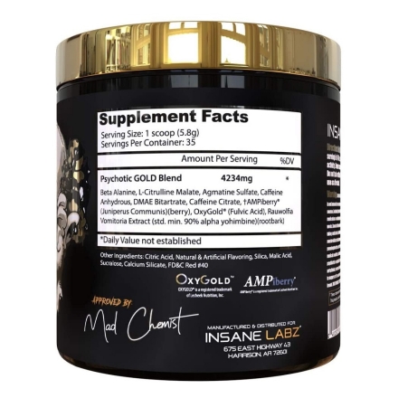 Предтренировочные комплексы Insane Labz Psychotic GOLD  (200 г)
