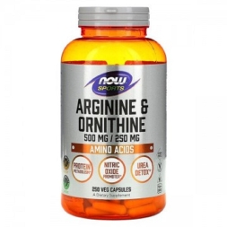 Аргинин NOW Arginine &amp; Ornithine 500/250 mg   (250 vcaps)