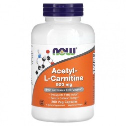 Ацетил-Л-карнитин NOW Acetyl-L-Carnitine 500mg   (200 vcaps)