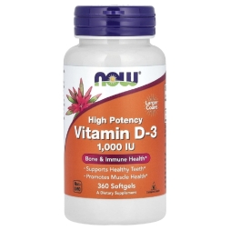Витамин Д  NOW Vitamin D3 1,000IU (25 mcg)   (360 softgels)