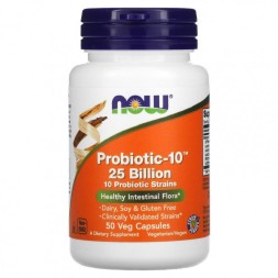 Препараты для пищеварения NOW NOW Probiotic-10 25 billion 50 vcaps 