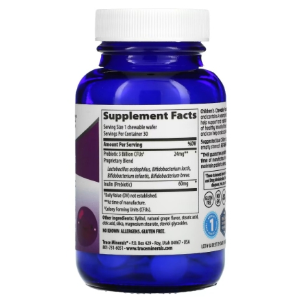 Таблетки для пищеварения Trace Minerals Children&#039;s Chewable Probiotic   (30 chewable wafers)