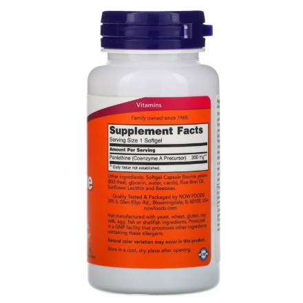 Комплекс витаминов и минералов NOW Pantethine 300 mg   (60 Softgels)
