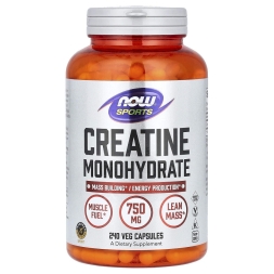 Креатин в капсулах и таблетках NOW Creatine Monohydrate 750 мг  (240 vcaps)