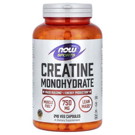 Креатин в капсулах и таблетках NOW Creatine Monohydrate 750 мг  (240 vcaps)