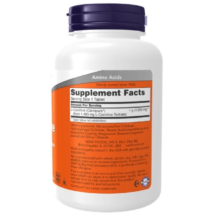 Л карнитин NOW L-Carnitine 1000 mg   (100 tabs)