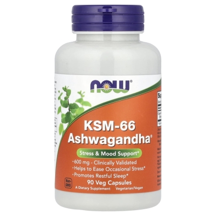 Ашваганда NOW KSM-66 ASHWAGANDHA 600 mg  (90 vcaps)