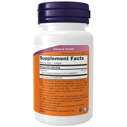  NOW Lycopene 20 mg  (50 softgels)