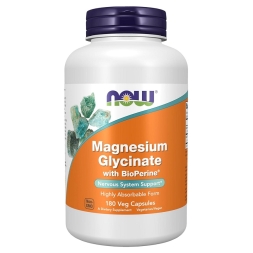 Магний глицинат NOW Magnesium Glycinate with Bioperine  (180 vcaps)
