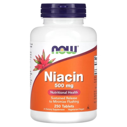 Комплекс витаминов и минералов NOW Niacin 500 mg   (250 tabs)