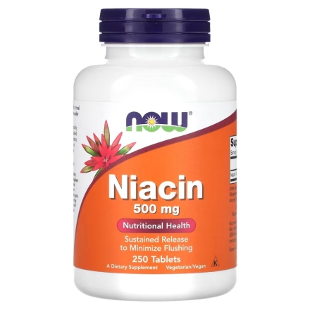 Комплексы витаминов и минералов NOW Niacin 500 mg   (250 tabs)