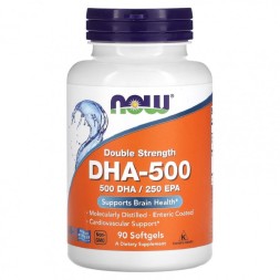 Жирные кислоты (Омега жиры) NOW DHA-500   (90 softgels)
