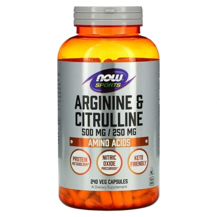 Аргинин NOW Arginine &amp; Citrulline  (240 vcaps)