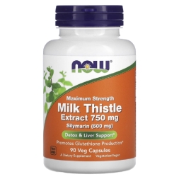 Таблетки для пищеварения NOW Milk Thistle Extract 750 mg (Silymarin 600 mg)   (90 vcaps)