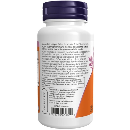 Общеукрепляющее средство NOW Mushroom Immune Renew  (90 vcaps)