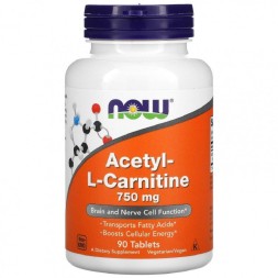 Ацетил-Л-карнитин NOW NOW Acetyl-L-Carnitine 750 mg 90 tabs  (90 tab)