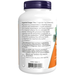 Магний NOW Magnesium Transporters, помогает при тревогах, 120 mg  (180 vcaps)