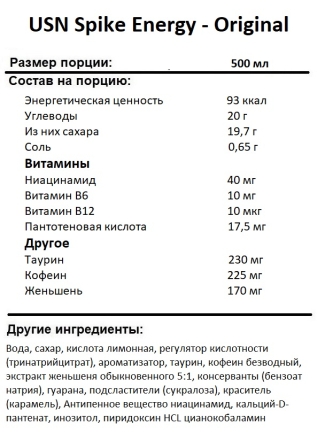 Энергетики USN Spike Energy - Original  (500 мл)