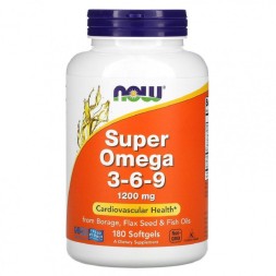 Жирные кислоты (Омега жиры) NOW Super Omega-3-6-9 1200 мг  (180 капс)