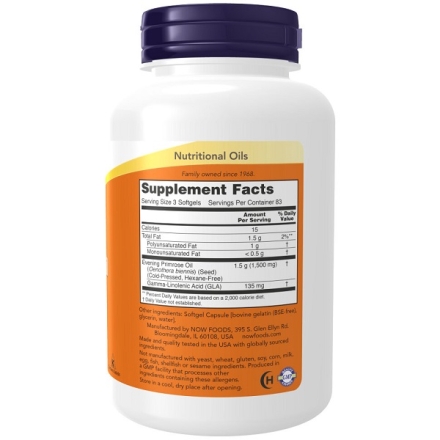 Общее укрепление организма NOW Evening Primrose Oil 500 mg   (250 softgels)