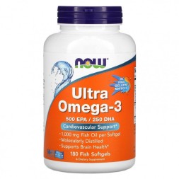 БАДы для мужчин и женщин NOW Ultra Omega-3  (180 капс)