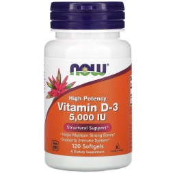 Отдельные витамины NOW Vitamin D3 5000IU  (120 капс)