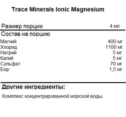 Магний Trace Minerals Ionic Magnesium 400 mg   (118ml.)