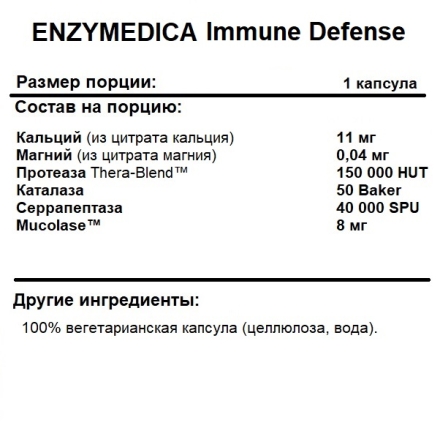 Таблетки для пищеварения ENZYMEDICA Immune Defense  (60 caps.)