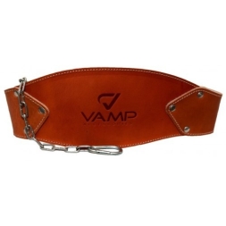 Пояса для отягощений VAMP RE-L2008 Кожаный ремень с цепью  (Коричневый)