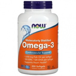 Жирные кислоты (Омега жиры) NOW Omega-3 1000 мг  (200 капс)