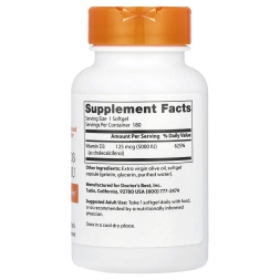 Витамин Д  Doctor's Best Vitamin D3 5,000 IU (125 mcg)  (180 softgels)