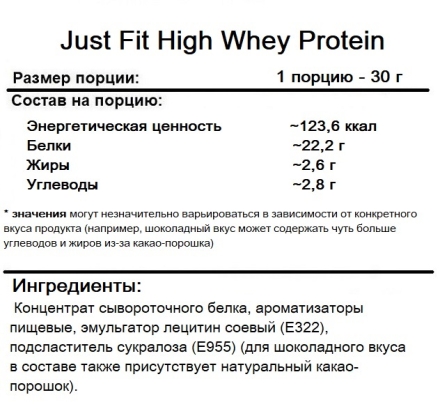 Сывороточный протеин Just Fit High Whey Protein  (400 г)