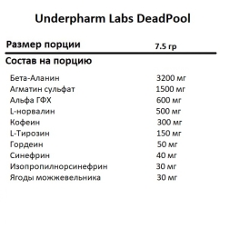 Порционный предтреник Underfarm Labs DEADPOOL  (7,5 г)