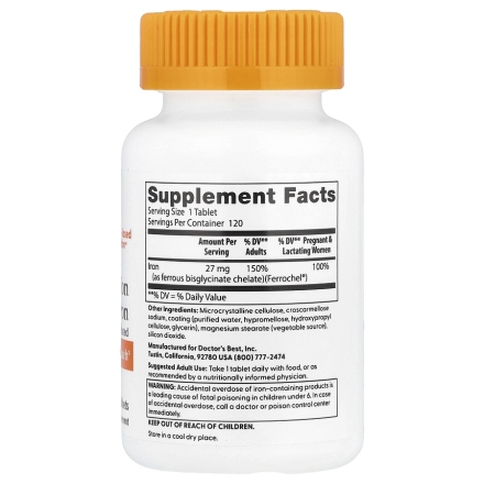 Железо хелат Doctor's Best High Absorption Iron  (120 tabs)
