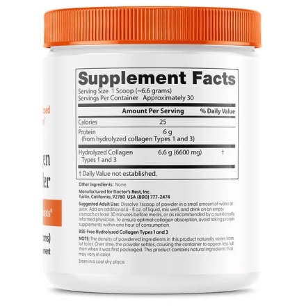 Морской коллаген  Doctor's Best Pure Collagen Types 1 and 3 Powder  (200g.)