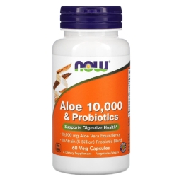 Препараты для пищеварения NOW Aloe10,000 &amp; Probiotics   (60 vcaps)